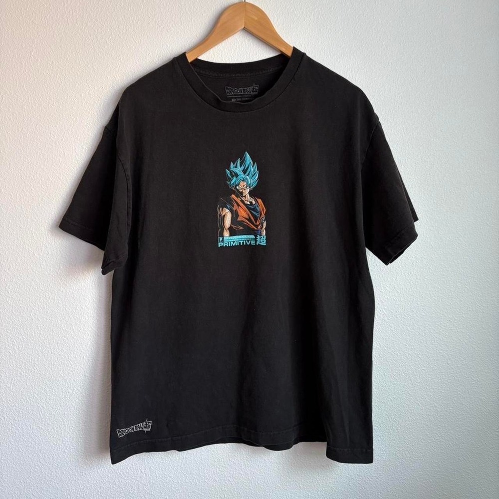 Primitive Dragon Ball Super Goku Blue Black Graphic T-Shirt Mens Large